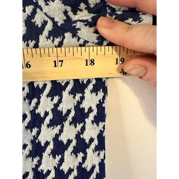 Tyler Boë Kristen Pleated Navy Houndstooth Preppy Short Sleeve Knit Dress Size S - Picture 7 of 8